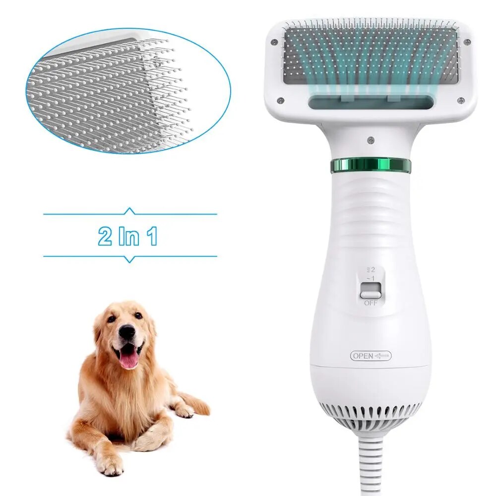 Household Portable Pet Grooming Hair Dryer With Slicker Brush